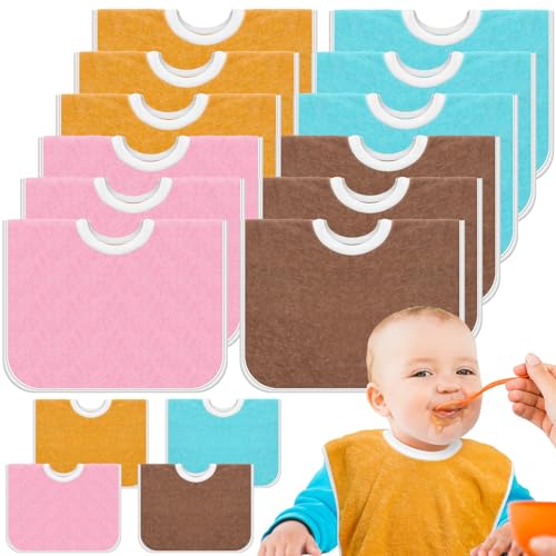 Bonuci 12 Pack Toddler Baby Bibs 15x13 Inch Pullover Full Coverage Bibs Absorbent Slip on Cotton for Girls Boys Newborn