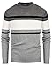 PJ PAUL JONES Mens Striped Sweater Crewneck Pullover Sweaters Long Sleeve Slim Fit Grey L