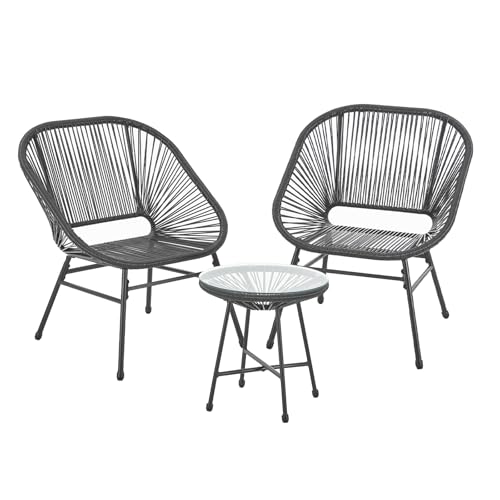 SVITA Tulum Balkon-Möbel 3-TLG. Garten-Möbel Set Balkonstühle mit Tisch...