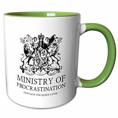 3dRose Ministry of Procrastination- Funny British 15oz Two-Tone Green Mug