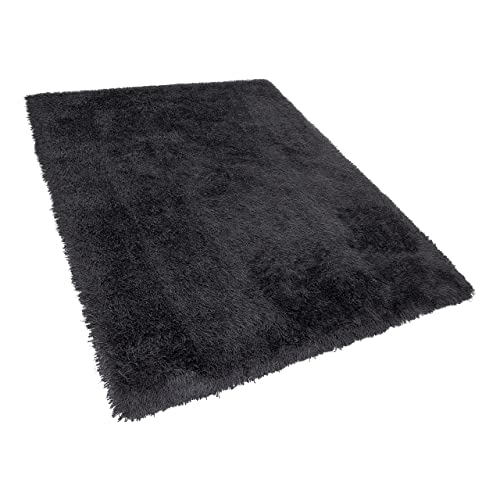 Tappeto Shaggy Tappeto A Pelo Lungo Solido Poliestere Nero Rettangolare 140 X 200 Cm - 4