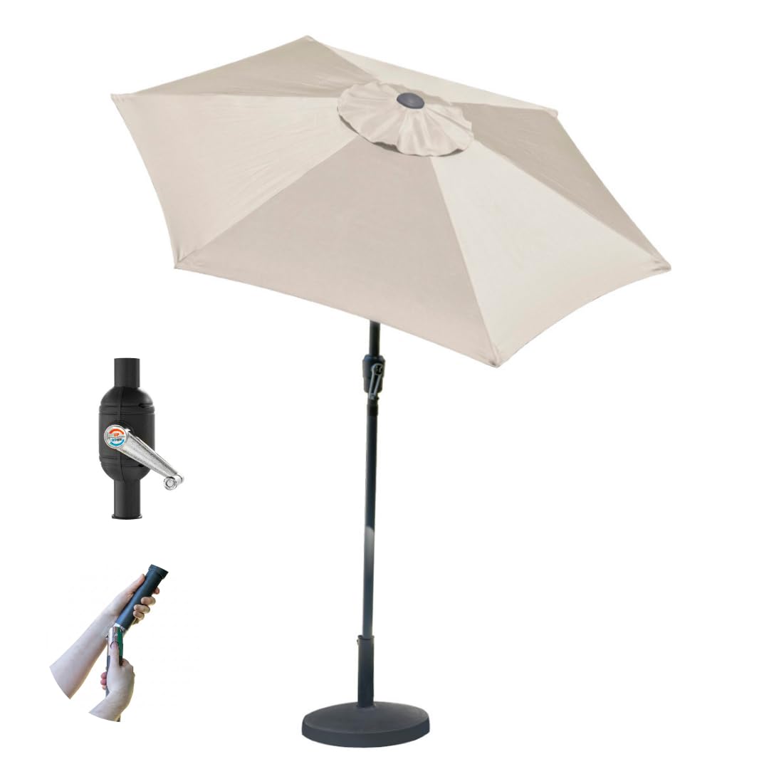 Gardenkraft Beige 6 Ribs Crank And Tilt Parasol 2M
