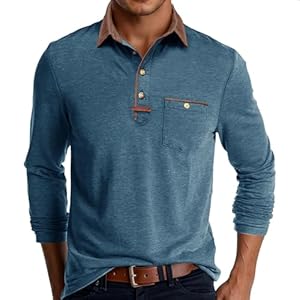 Generisch Herren Langarm Polohemd mit Taschen