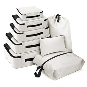 8 Set Packing Luggage Packing Organizers, Luggage Organizer Bags Set for Travel Accessories, Travel Essentials for Carry on, Lightweight and Fashionable Luggage Organizer Travel Bags, Beige