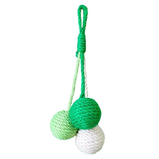 MiOYOOW Pelotas para gatos, juguete colgante de sisal hecho a mano, resistente a los arañazos