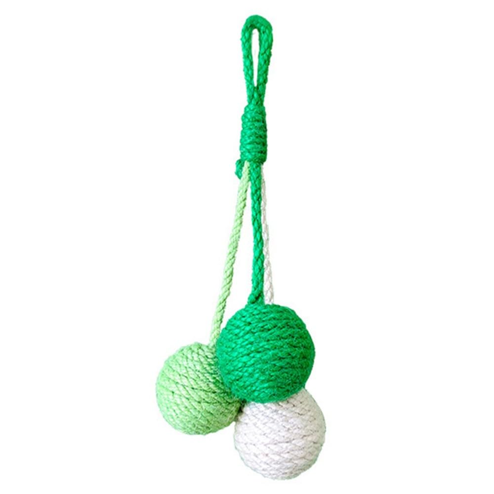 MiOYOOW Cat Toy Sisal Ball, Tricolor Hanging Balls Handmade Cat Scratcher Ball Interactive Toy for Indoor Cats Kittens