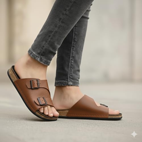 Image of Leatherful Men's premium leather slipper | Genuine Leather upper | Suede Leather Insole | PU sole | Stylish flip flop for men |