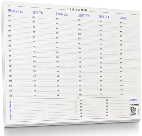 Planner Semanal com Horário - 50 Folhas - Tamanho A4