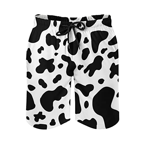 Mens Cow Print Beach Board Shorts Swim Trunks with Mesh Lining