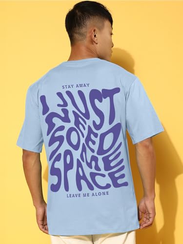 Image of Veirdo Cotton Drop Shoulder Round Neck Oversized Baggy Fit Front & Back Graphic Printed Half Sleeve T-Shirt Men (Available in from S to 2XL)