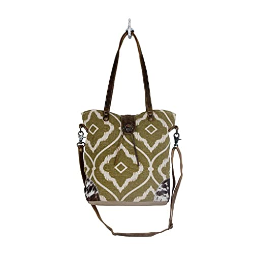 Myra Bag Aesthetic Shoulder Bag Upcycled Cotton & Leather S-28094