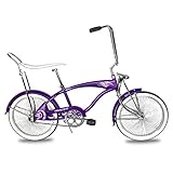 Tracer Hyena Classic Beach Cruiser Bike, City Bike, Lowrider Springer Fork Bike Retro Banana Seat,High Rise Handlebar, Coaster Brakes 140H, 20 inch Wheels, 20X1.75 Tire (Purple)