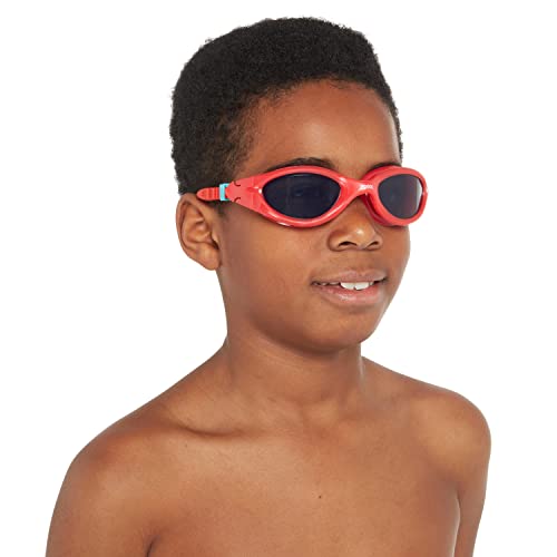 Zoggs Panorama Kids Swimming Goggles (Smoke Lens, Red/Green, 6-14 Years) with Tinted UV Protection & Soft, Anti-Leak Seal - Image 4