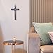 Metal Crucifix Wall Cross, Catholic Crosses with Black Enamel - 7.5 Inch Crucifix for Wall, Jesus Christian Wall Hanging Cross for Home Decor
