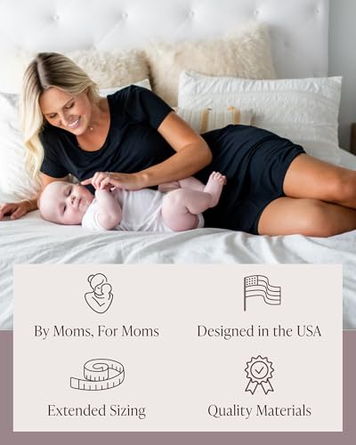 Image of Kindred Bravely Eleanora Ultra Soft Maternity Nursing Dress | Short Sleeve Breastfeeding Dress with Pockets