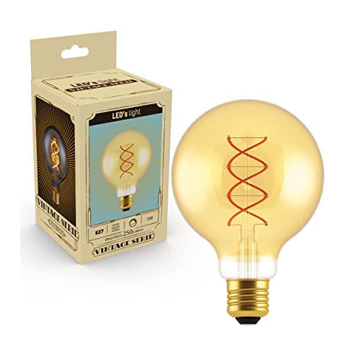 Proventa Bombilla LED vintage filamento Edison cálido E27 5W Globo G95 regulable Cover