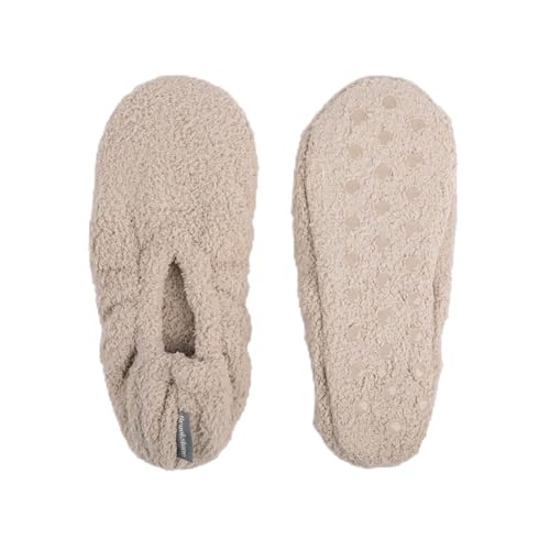 Image of Brookstone Plush Footies - Memory Foam Slippers with Ultra-Soft Sherpa, Non-Skid Sole, One-Size-Fits-Most, Machine Washable for Women, Stocking Stuffers and Christmas Gifts