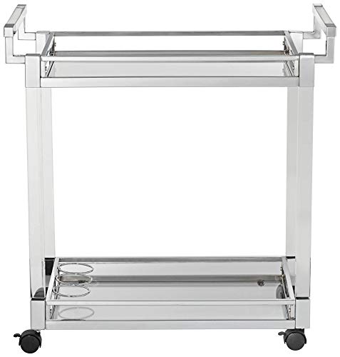 Studio 55D Rossi 32 3/4" Wide Clear Acrylic And Chrome Rolling Serving Bar Cart #TOP4