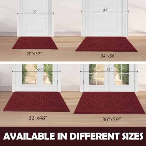 Image of Door Mat Indoor Doormat,Front Back Christmas Door Mats Non Slip Entrance Rugs Rubber Backing,Inside Doormats for Entryway Low-Profile Absorbent Resist Dirt Floor Mats Red,36 inchx59 inch