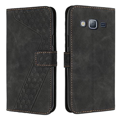 OKZone Compatible With Samsung Galaxy J310/J3 2016/J3 Case, Wallet Case PU Premium Leather with Card holder Slots Magnetic Shockproof Flip Cover Phone Cases Cover for Samsung J310/J3 2016/J3 (Black)