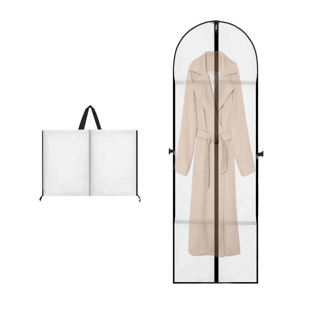 Dress Bag, Full Length Travel Suit Bag with Zipper, Gown Garment Bag Clothes Covers Long Translucent Waterproof Dustproof Protector Bags for Storage Travel -180cm×60 cm (White)
