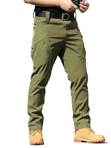 Clovetrend - Tactical Waterproof Pants Men Hiking Cargo Multi Pockets Stretch Quick Dry Work Pants Relaxed Fit No Belt