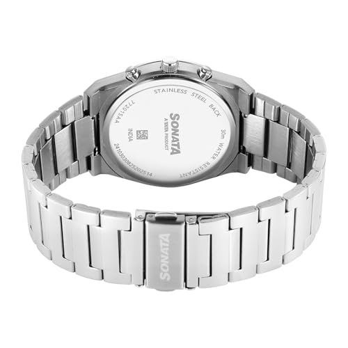 Image of Sonata Festive 2.0 Quartz Blue Round Dial Men's Watch | Stainless Steel Strap Material | Watches for Men Analog - 77201SM01