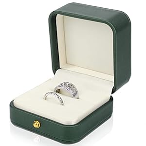 Lusofie 2 Slots Trouwring Doos Lederen Engagement Ring Box Premium Prachtige Vierkante Groene Ring Doos Voor Voorstel Bruiloft Engagement Ceremonie Sieraden Gift