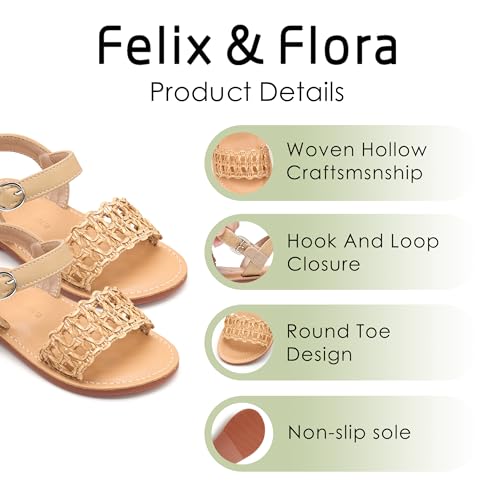Image of Felix & Flora Toddler Girl Sandals - Little Girl Easter Dress Shoes Lightweight Open Toe Beach Holiday Flats