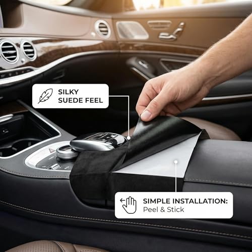 Image of Suede Fabric Wrap - Self Adhesive Film Sticker 16 x 55 Inches Silky Decal Sheet for Car Interior Furniture Upholstery DIY Elastic Stretch Peel and Stick Beige