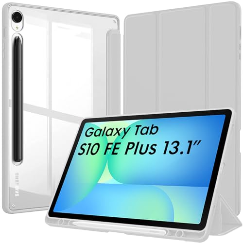 Image of Robustrion Cover Case for Samsung Galaxy Tab S10 FE Plus 13.1 inch Cover with [Pencil Holder] Hybrid Cover for Samsung Tab S10 FE Plus 13.1 inch Tablet [Auto Sleep Wake Support] - Grey