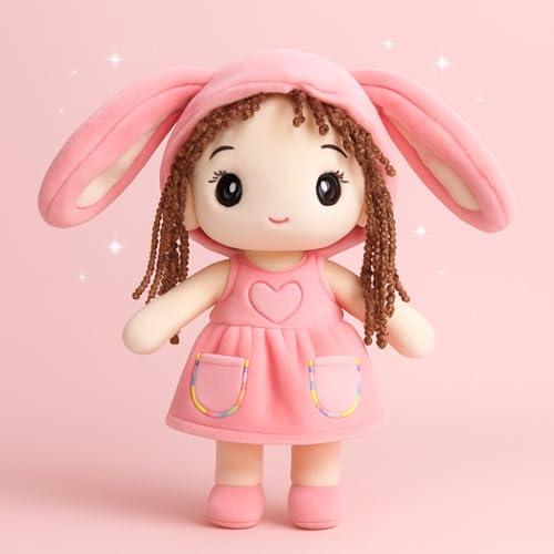 Image of Cute Plush Toy for Kids | | Soft Toys | Birthday Gift for Girls /Wife, Boyfriend /Husband, Soft Toys for Girls, Baby Toy (Random Color) Pack of 1 (Bunny Ear Girl Do)