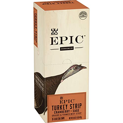 EPIC Turkey Cranberry Sage Strips Keto Friendly, Wole30, 20 ct, 0.8oz Strips