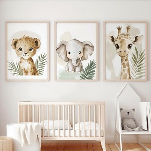 3 Bilder Baby Waldtiere 30X40CM Bilderwand Kinderzimmer Poster Babyzimmer...