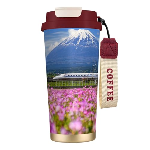 タンブラー 富士山と通る新幹線 マグボトル コーヒーカップ 水筒 保温 保冷 ウォーターボトル 蓋付き ストロー付き 直飲み おしゃれ プレゼント