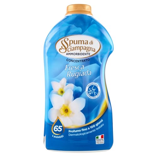Spuma di Sciampagna - Weichspüler für die Waschmaschine, flüssiger Duft, frischer Tau, konzentrierte Formel neutralisiert effektiv Gerüche auch bei niedrigen Temperaturen - 1300 ml - 65 Waschgänge
