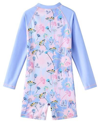 Image of UMELOK Girls Long Sleeve Rash Guard One Piece Swimsuits with UV Protection Sunsuit
