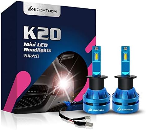 Koomtoom Mini Led Bulbs H4 Hi Lo Headlight Kits, 9003 Hb2 Led Headlight Bulbs 5000K Cree Led Chip 360 Degree Beam Pattern 55W 8000Lm