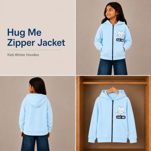 Image of The Mom Store Winter Jackets for Kids | Cute Sweatshirt and Cool Hoodies for Baby Boy and Baby Girls | with Zippers | Hoodie Cap