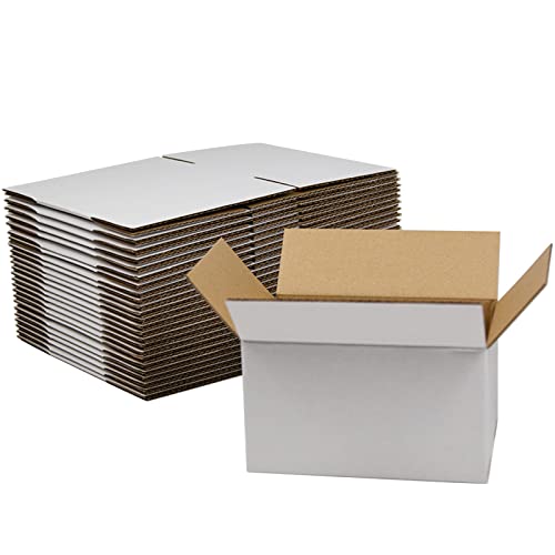 Image of 7x5x4 Inches Shipping Boxes, White Corrugated Cardboard Boxes for Small Bussiness, 25 Pack