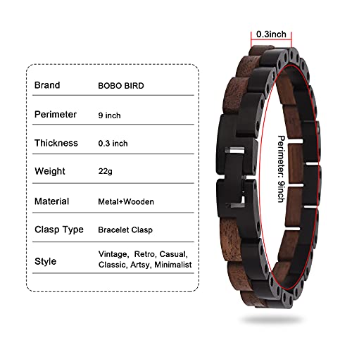 BOBO BIRD Mens Wooden Bracelet Stylish Wood & Stainless Steel Combined Wooden Bangle Jewelry Great Gift for Men4
