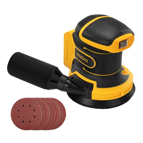 5 Brushless Cordless Random Orbital Sander Compatible with Dewalt 20V MAX Battery (TOOL ONLY) 12 000OPM Palm Sander Dust Bag Lightweight 10 Sandpapers 6 Variable Speeds for Wood Metal & DIY