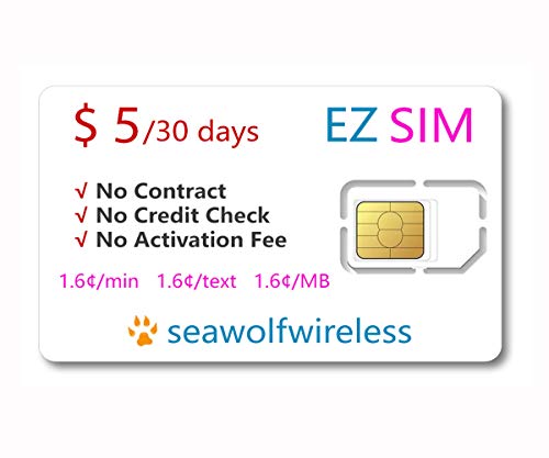 Seawolf Wireless - $5 Prepaid GSM Sim Card for Senior Teen Kid Pet Car GPS Tracking & Smart Watch - Keep Your Phone Number - 30-Day Mobile Service Included - Low Cost 4G/LTE Sim Card Plan