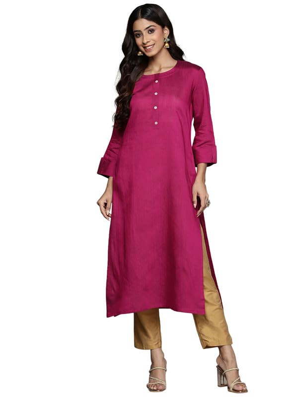 INDO ERA Women Silk Regular Straight Kurta