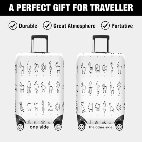 Travel Luggage Cover Suitcase Protector Scratch-Resistant Fit Not Included Suitcase Animals Line Art S-19-21in 6