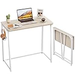 WOHOMO Folding Desk,Small Foldable Desk 80cm for Small Spaces,Space Saving Computer Table Writing Workstation for Home Office,Easy Assembly,Oak