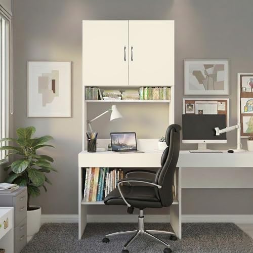 Image of Alpine Willow Multipurpose Study Table with Book Shelf (DIY-Do-it-Yourself) I Study Desk with Storage I Computer Table for Home pc I Study Table with Hutch and Storage I Workstation Table