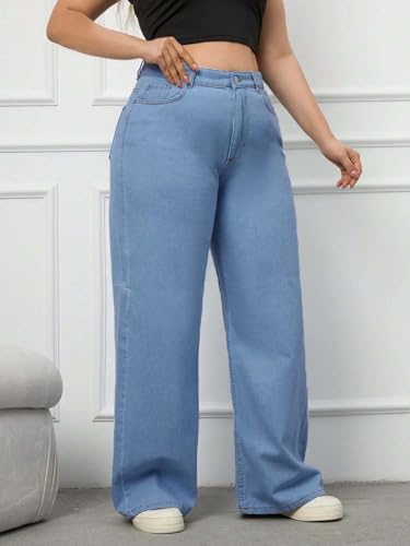 Image of KOTTY Women's Plus Size Straight Fit Denim Jeans with Comfortable Waist and Denim Fabric