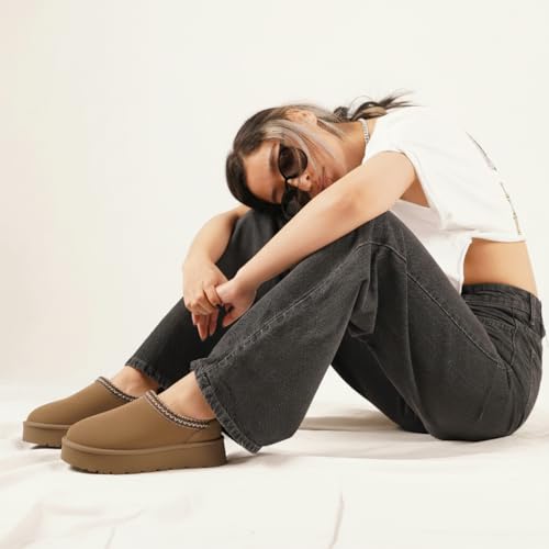 Image of CUSHIONAIRE Kabuki Platform Boots Genuine Suede Fuzzy Mule Slippers for Women with Memory Foam | Indoor /Outdoor Womens Slippers | Wide Widths Available