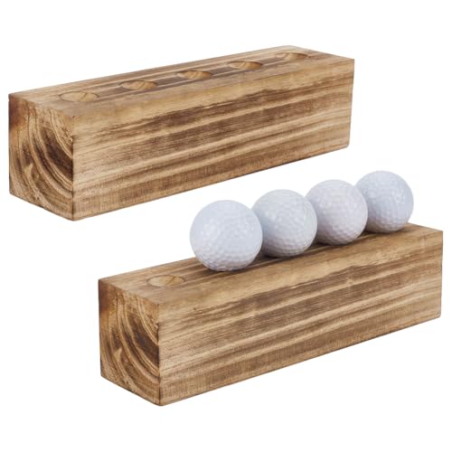 FINGERINSPIRE 2 Stück Golfball Displayhalter 231x60x60.5mm 5 Schlitze Rechteckig Holz Golfball Regal Schlitz Displayständer Peruanische Farbe...